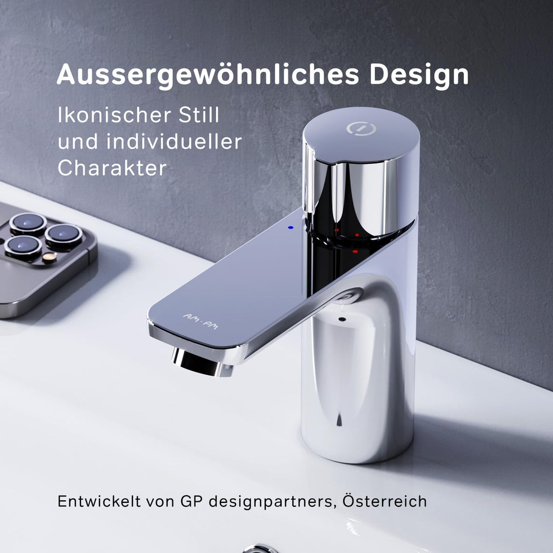 Wasserhahn Bad, Waschtischarmatur mit Push-Schalter, Badarmaturen aus Messing, Waschbecken Armatur,