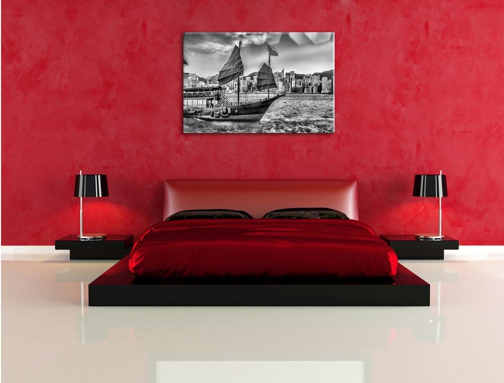 Pixxprint Segelschiff mit Segeln 100x70cm Leinwandbild Wandbild Kunstdruck, 100x70