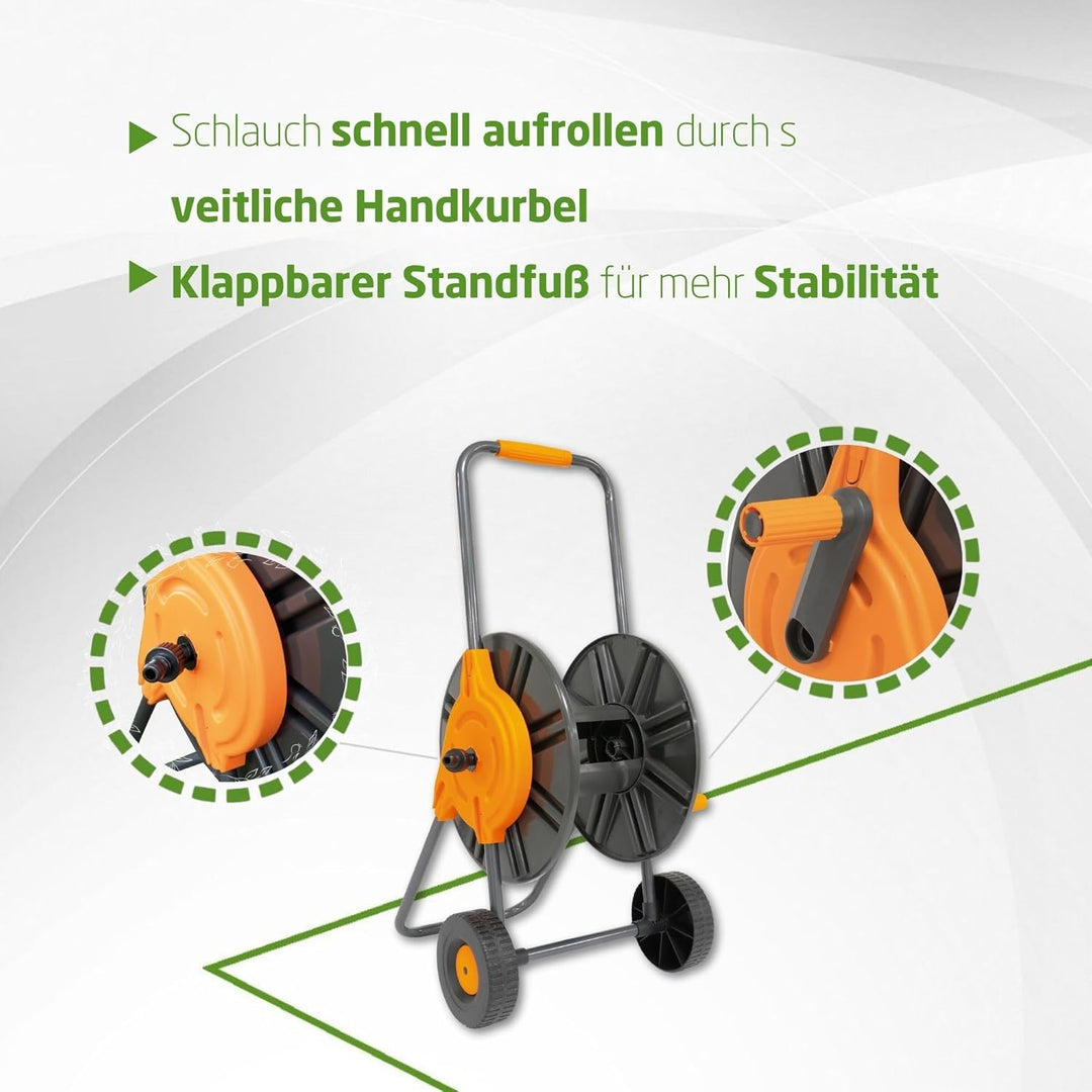 Amig - Schlauchwagen | für 1/2" Schläuche | max. 60m gerollt | mit Kurbel zum einfachen Aufrollen |