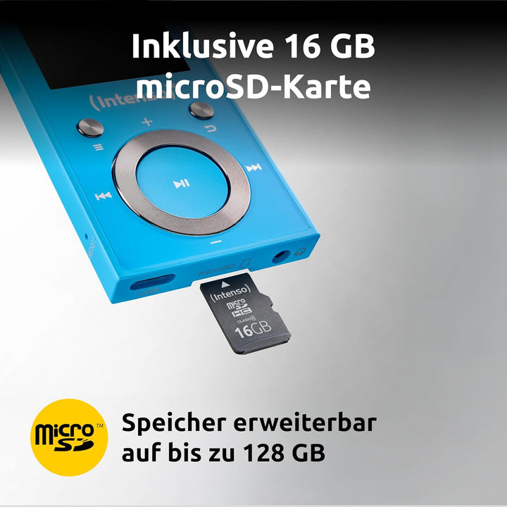 Intenso MP3 Player Video Scooter 1,8 Zoll Bluetooth blau blau 16GB Single, blau 16GB Single