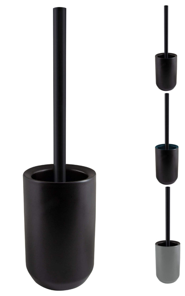 Spirella WC Bürste Toilettenbürste Klobürste Jaro Steingut 11 x 41,5 cm - Schwarz Schwarz Glänzend_s