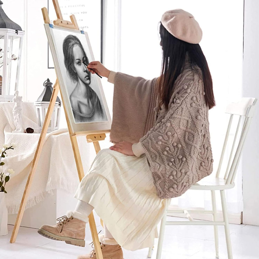 MorNon 2Stk Staffelei aus Holz Gross Atelierstaffelei Verstellbare Standstaffelei Feldstaffelei Holz