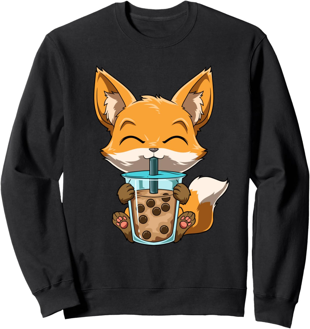 Kawaii Bubble Tea Fox Funny Boba Tea Sweatshirt
