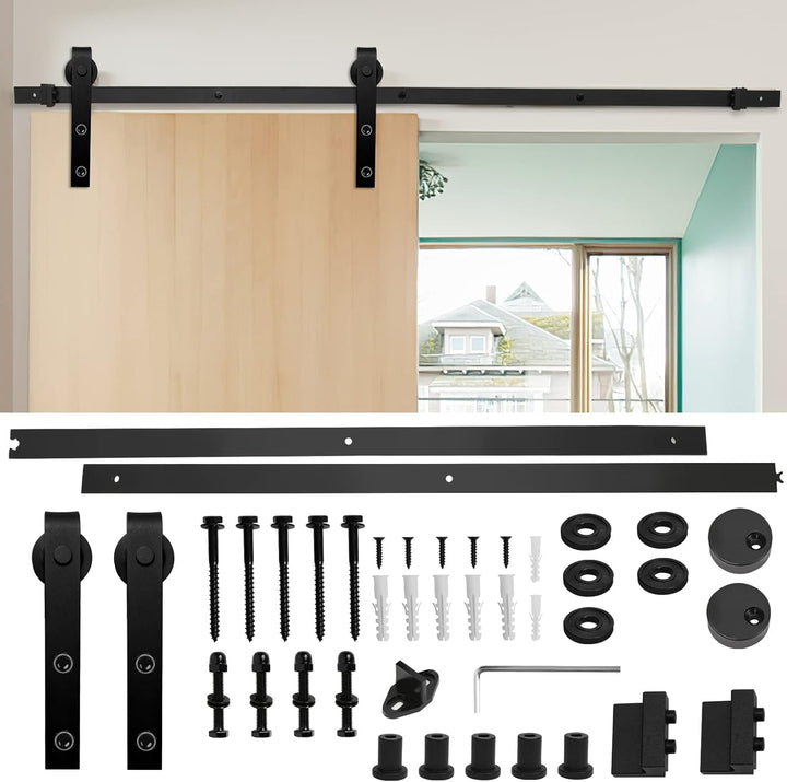 Jopassy 152cm(5FT) Schiebetürbeschlag, Schiebetürsystem Set, Schiebetüren Tragfähigkeit 150kg, Schie