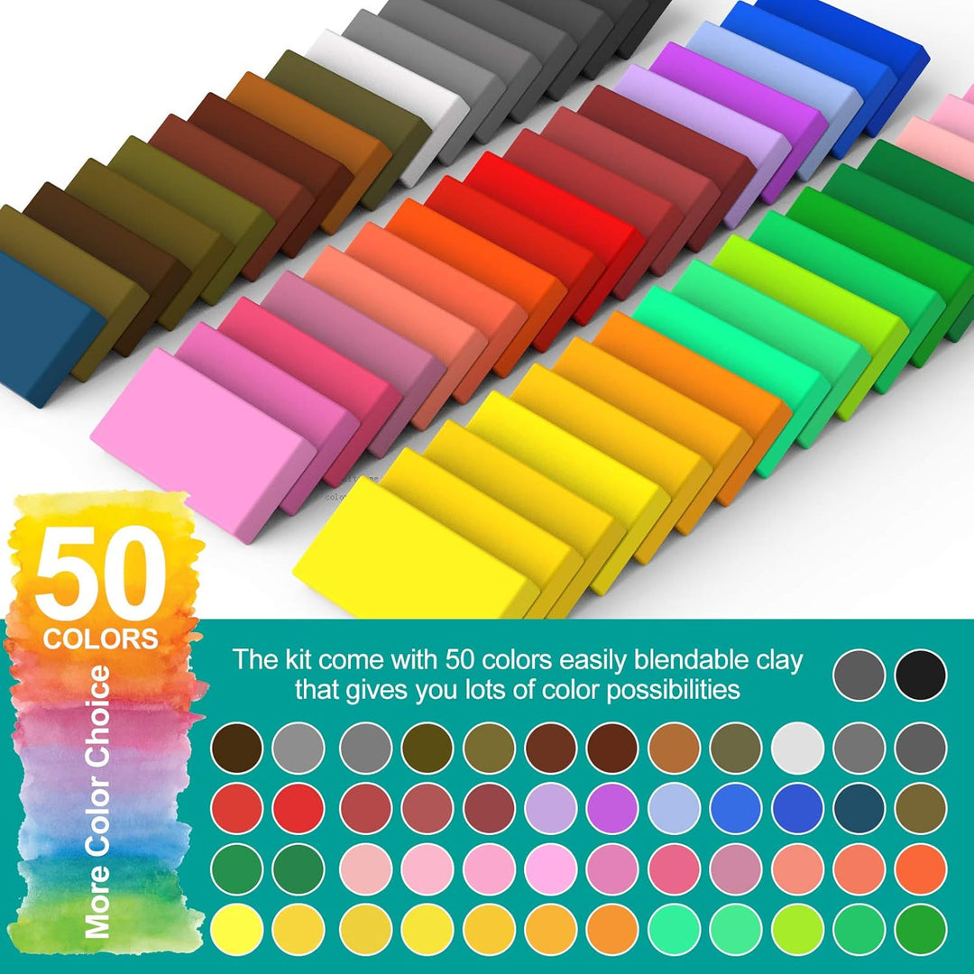 Polymer-Ton 50 Farben 1,25 kg/2,75 LB ungiftig Ofen-Back-Tonblöcke Set Modelliermasse DIY Bastelsets
