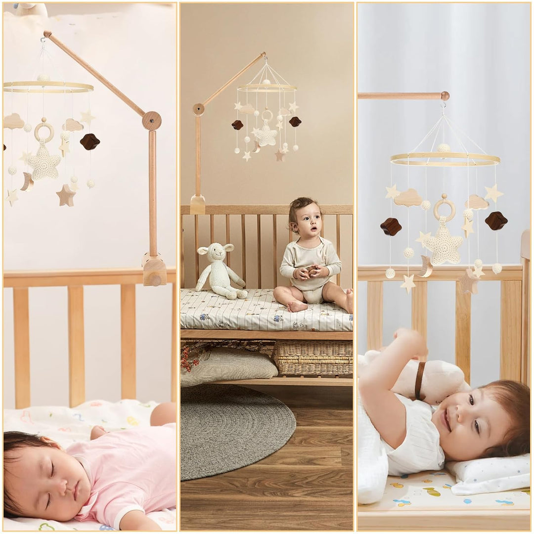 Mobile Halterung für Babybett，Kinderzimmer-Dekoration Baby Mobile Ständer aus Holz,für Aufhängung Wi