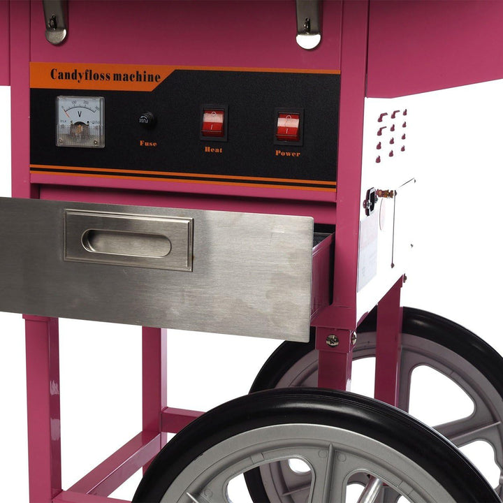 Zuckerwattemaschine 52 cm mit Wagen und Haube für Privat und Profi
