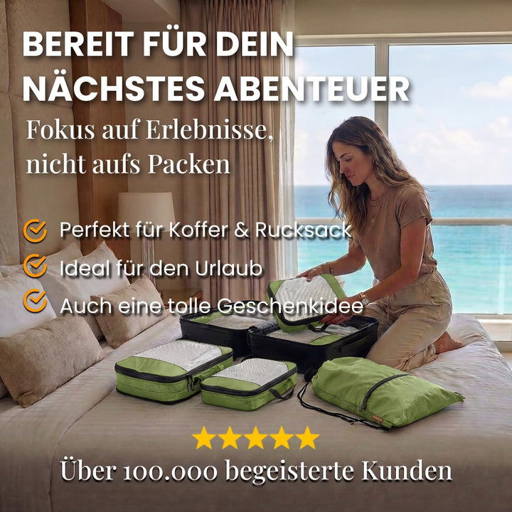 Kleidertaschen Set mit Kompression für Koffer und Rucksack [3-teilig] mit Packbeutel - mehr Platz im