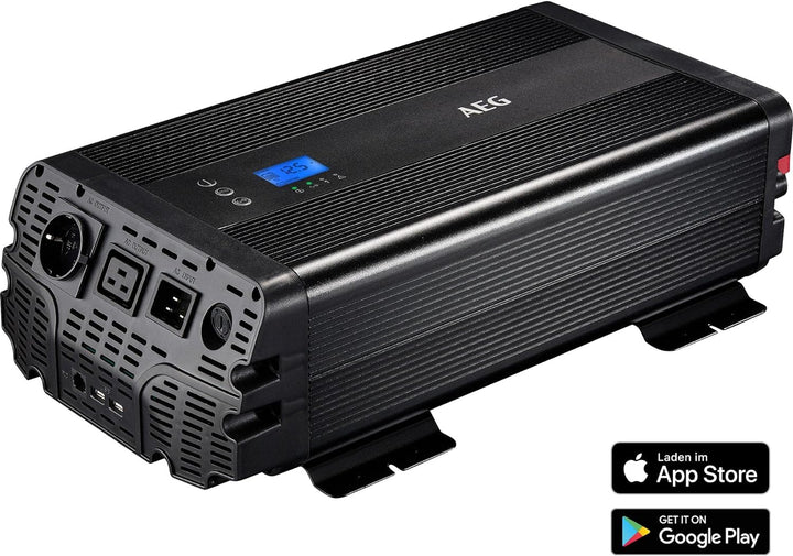 AEG Automotive Sinus-Spannungswandler 2000 W, 12 V DC auf 230 V AC, mit App-Steuerung, Netzvorrangsc