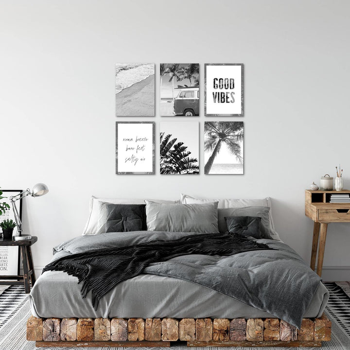 Novart Set Wandbilder - KEIN EXTRA RAMEN BENÖTIGT - Wohnzimmer Schlafzimmer - Bilder Modern Strand -