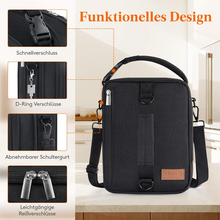 Lifewit Erweiterbare Lunchtasche 12L, Kühltasche Klein, Lunch Bag 12L Schwarz, 12L Schwarz