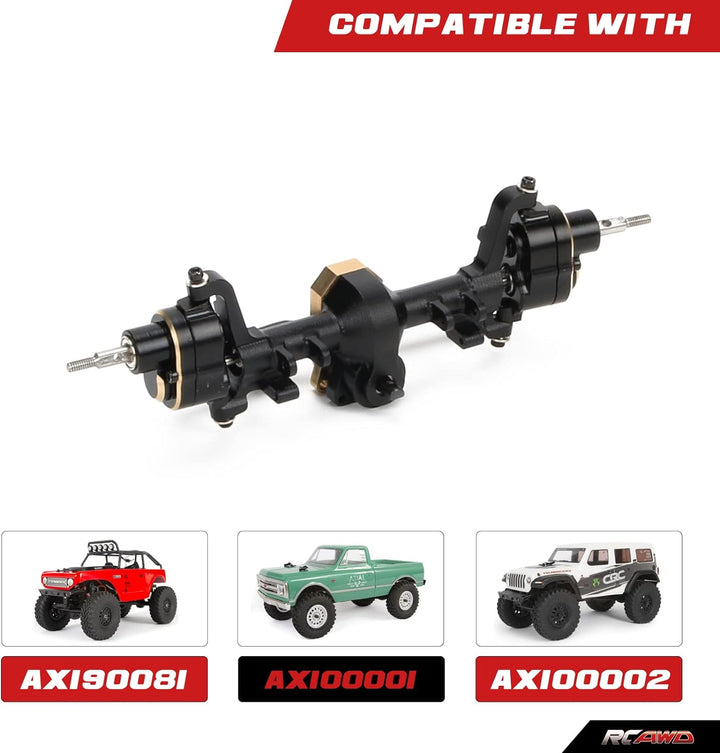 RCAWD Vordere Portal Achse Gehäuse & Stahlgetriebe für Axial 1-24 SCX24 Crawlers Upgrade-Teil (Schwa