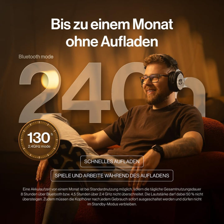 ENDORFY Viro Wireless Gaming-Headset 7.1, 240 Std., Schwarz, Schwarz