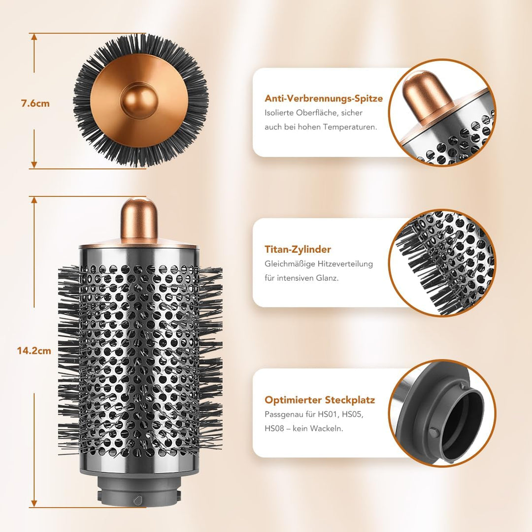 Grosse runde Volumenbürste-Aufsatz für Dyson Airwrap, Mit langen, feinen Borsten, um dem Haar Form u