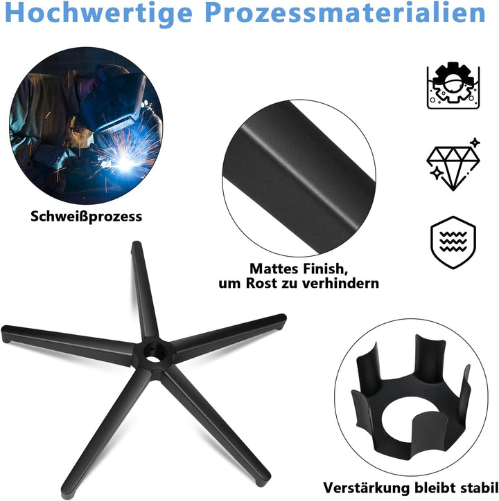 bürostuhl fusskreuz,5-Sterne-fusskreuz mit Stütze,schwarzer fünfeckiger Metallrahmen,drehstuhl Kreuz