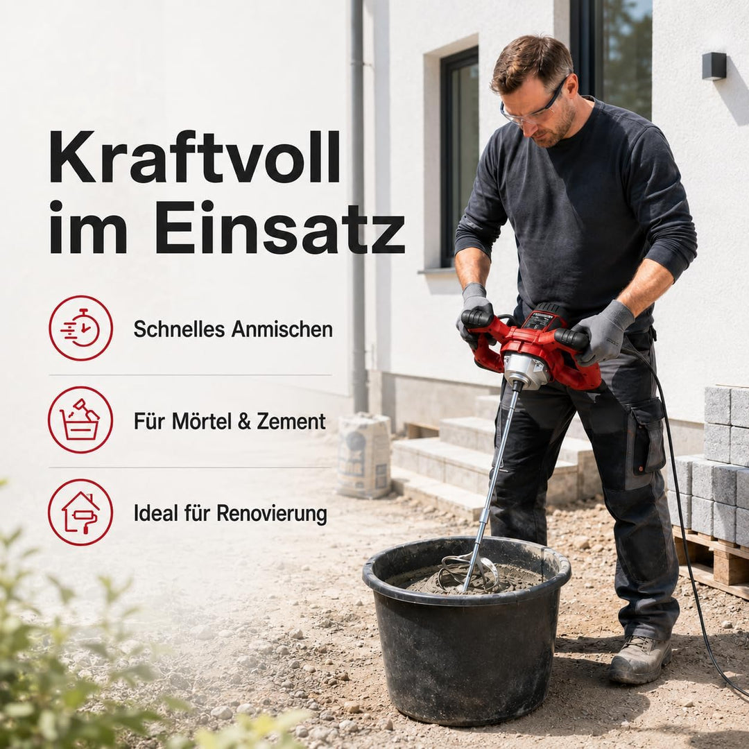 LDHTHOPI Mörtelrührer,2200W Rührwerk mit 6-Gang-Getriebe, Soft-Start-Funktion,max.800 U/min,M14 Schn