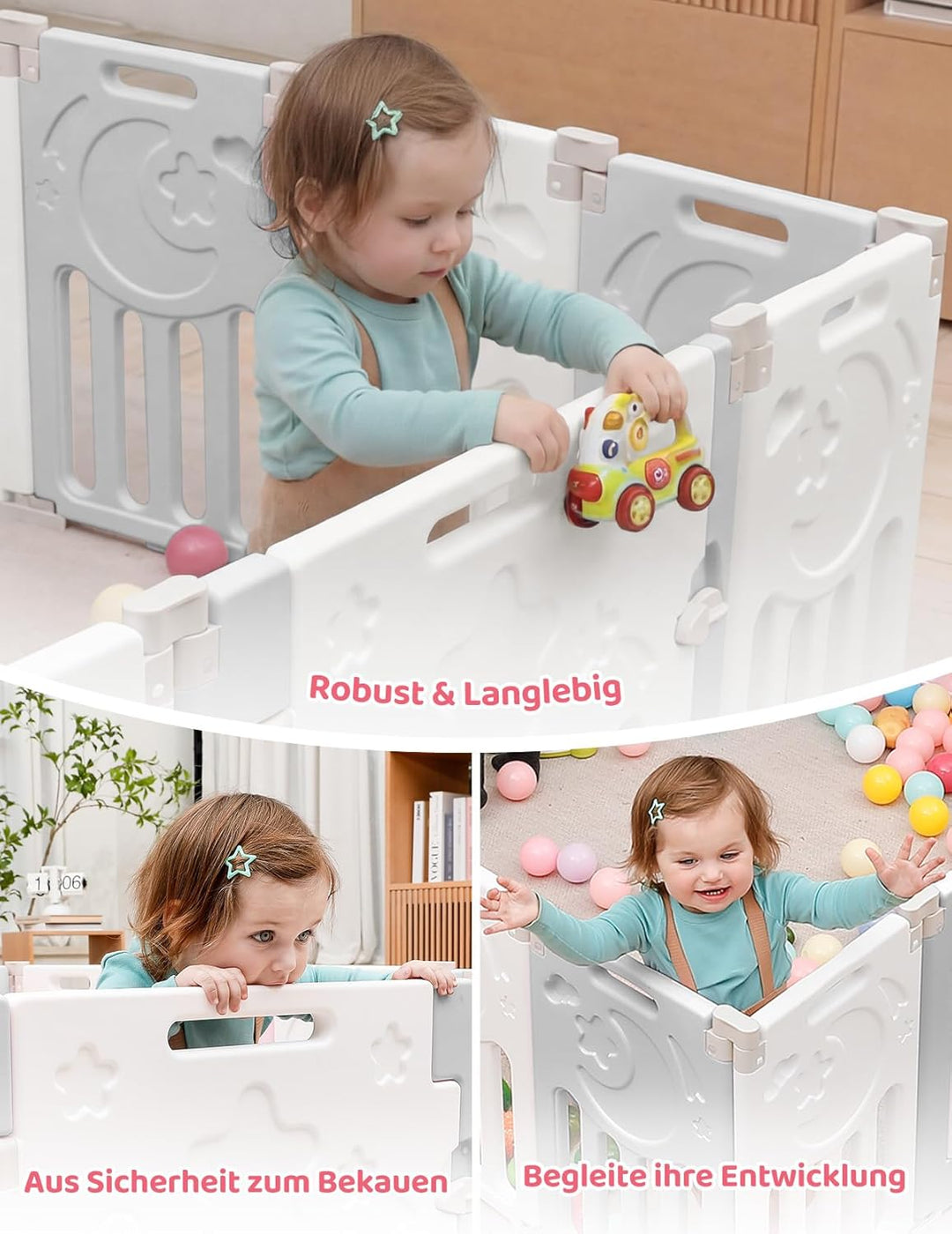 Dripex Laufgitter Laufstall Baby Absperrgitter 14-Paneele Schutzgitter Krabbelgitter für Kinder aus