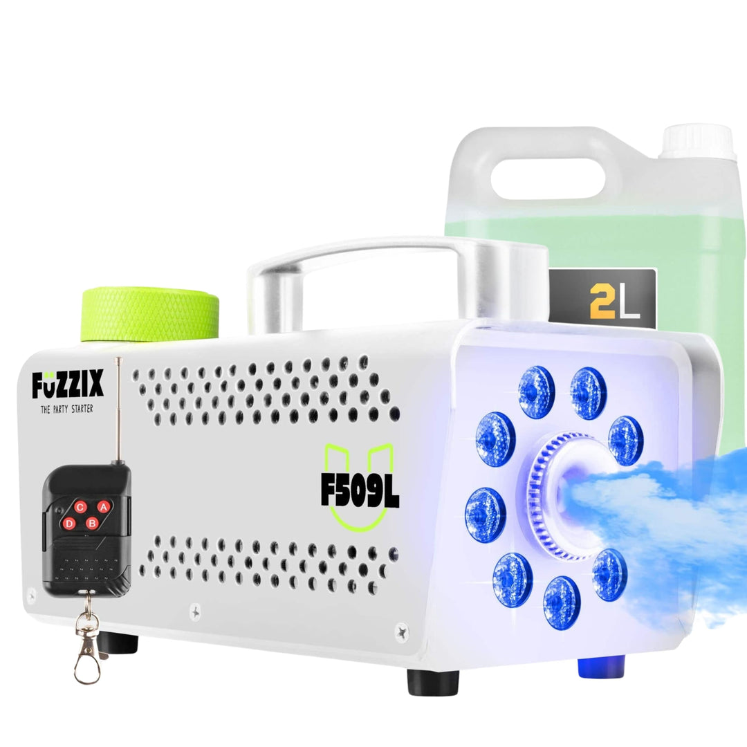 Fuzzix F509LW Nebelmaschine Mini mit LED Lichteffekt und 2 Liter Nebelfluid, 500 Watt mit Fernbedien