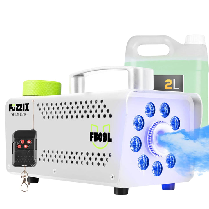 Fuzzix F509LW Nebelmaschine Mini mit LED Lichteffekt und 2 Liter Nebelfluid, 500 Watt mit Fernbedien