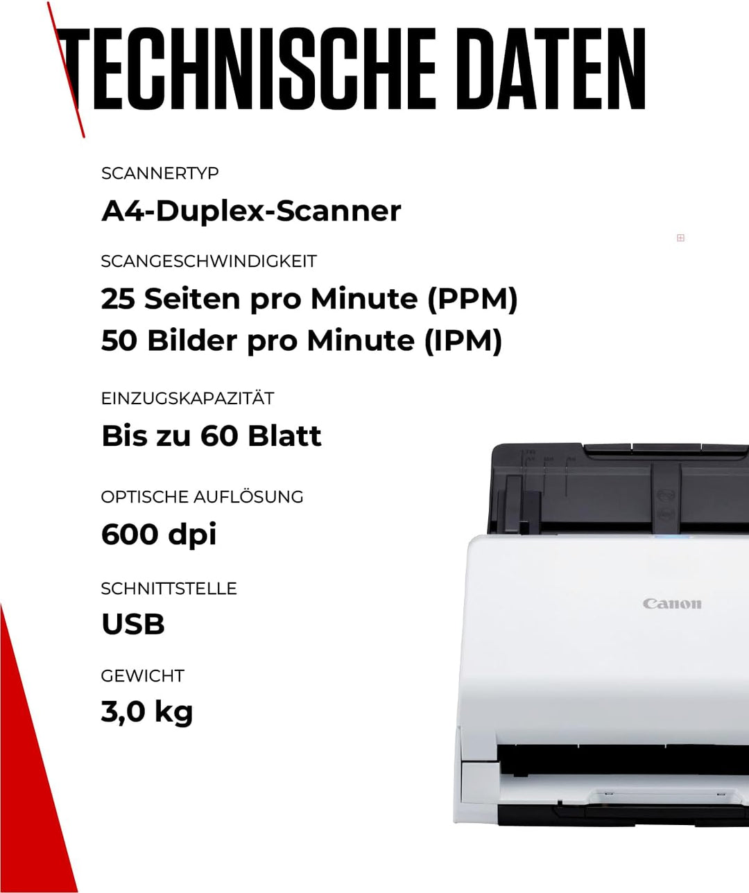 Canon imageFORMULA R30 A4-Dokumentenscanner – Zuverlässiger Scanner für effiziente Produktivität im