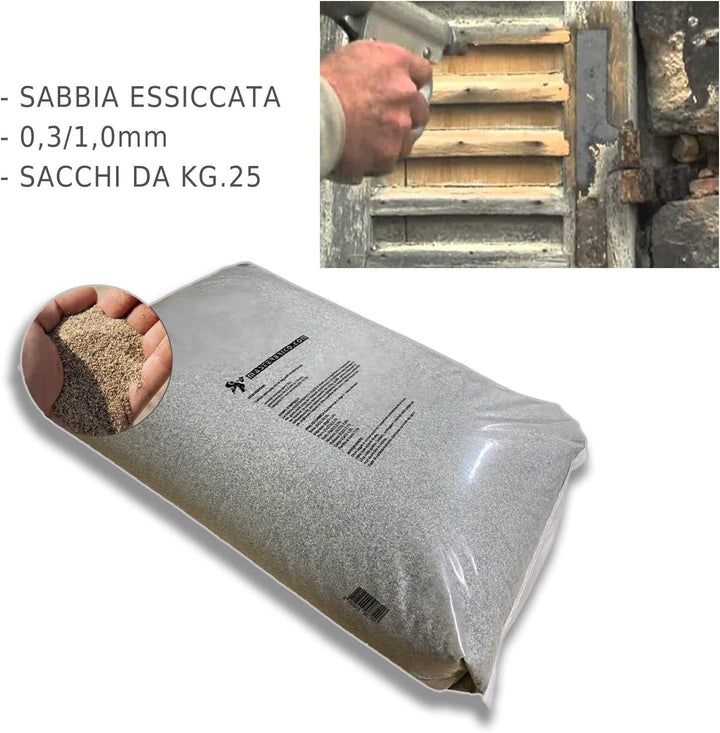Sand für Sandstrahler, Sandstrahler, Vaga, 0,3 – 1,00 mm, 25 kg Säcke zum Sandstrahlen von Holz, Eis