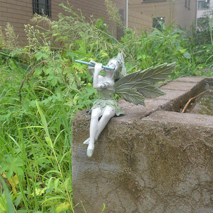 Generisch Gartendeko, Gartendeko Figuren, Sitzende Magische Fee Ornament, Gartenfiguren für Aussen,