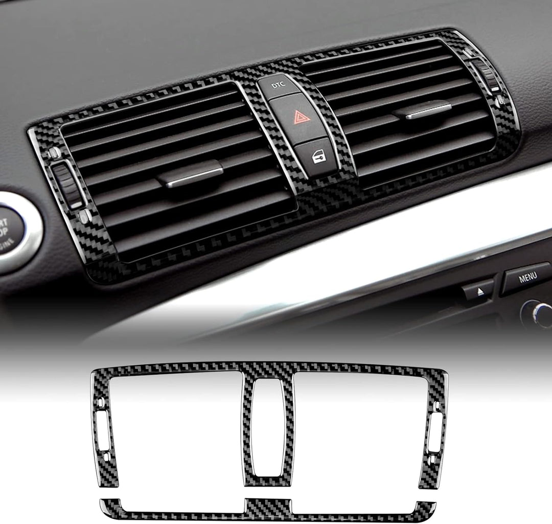 KUNGKIC Auto Zentralsteuerung Luftauslassrahmen Entlüftung Panel Kohlefaser Aufkleber Dekorative Inn