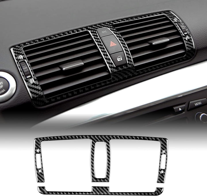 KUNGKIC Auto Zentralsteuerung Luftauslassrahmen Entlüftung Panel Kohlefaser Aufkleber Dekorative Inn