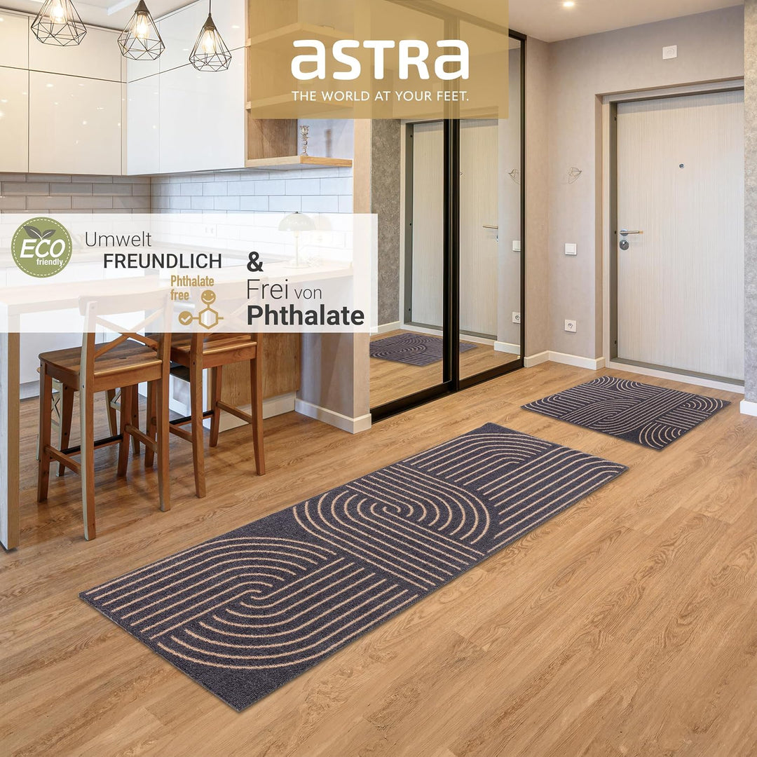 Astra rutschfeste Sauberlaufmatte innen - Kringel schwarz 50 x 70 cm - Wohnraum Fussmatte Design - E