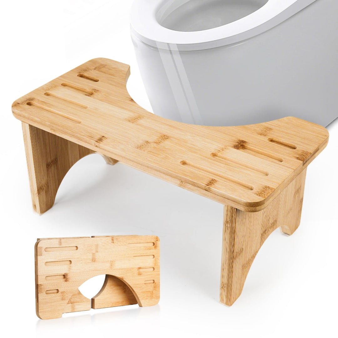 Bambus Toilettenhocker HXREDXD Holz Mobil Toilettenhocker, Klappbar Squatting Toilettenhocker Natürl