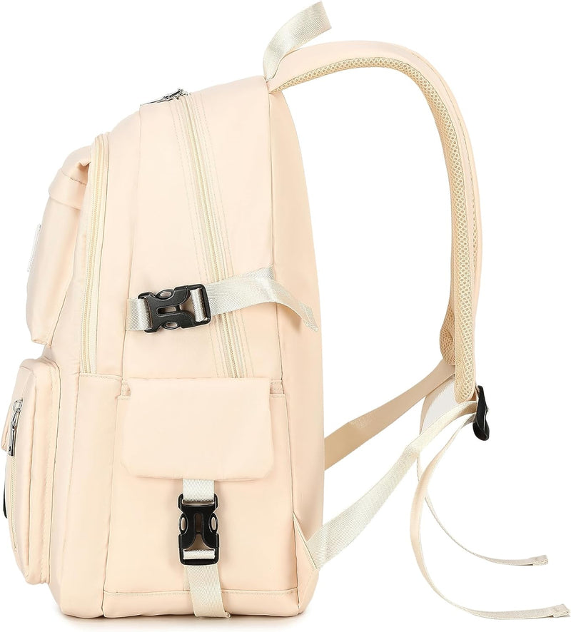 Ternbay Mädchen Schulrucksack Frauen Laptop Rucksack Niedliche Schultasche für Mädchen Crème Creme,