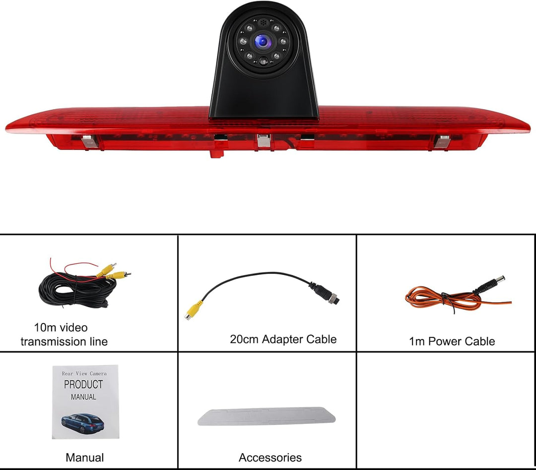SIXWIN 720P Rückfahrkamera mit Bremsleuchte, Kamera Bremslicht für Ford Transit 2014-2018,140° Weitw