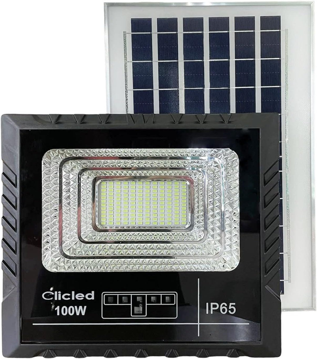 GC GLOBALCOMMERCE LED-Scheinwerfer SMD 100 W Solarpanel, Material: Metall, Schwarz