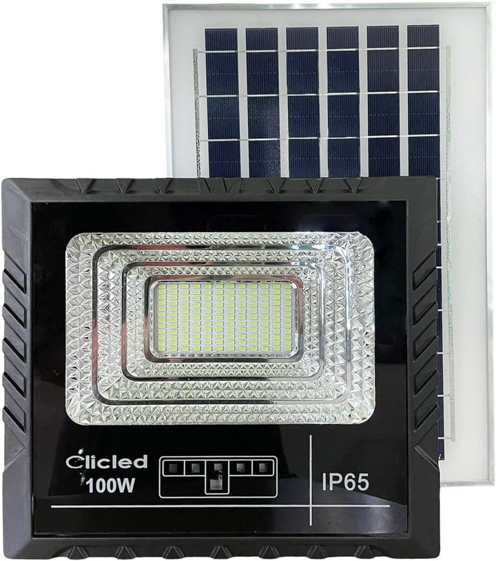 GC GLOBALCOMMERCE LED-Scheinwerfer SMD 100 W Solarpanel, Material: Metall, Schwarz