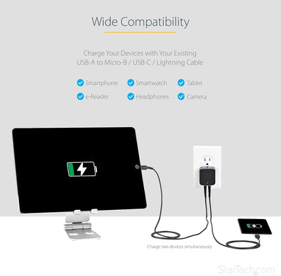 StarTech.com 2 Port USB Ladegerät / Netzteil, 2-fach Ladestecker 17 Watt / 3.4 Amp, Dual Reiseladege