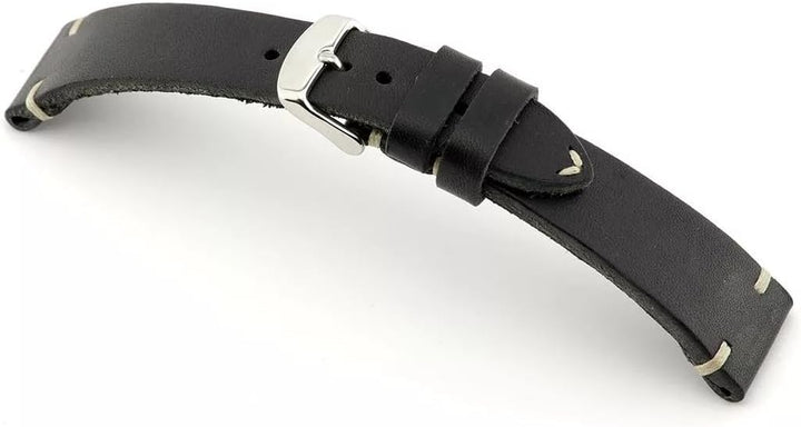 Sulla RIOS1931 20mm Herren Leder Deutsch Pilot Vintage Uhrenarmband schwarz
