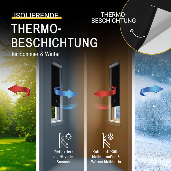 Sol Royal Kassettenrollo mit Führungsschiene SolReflect K24 60x175 cm Schwarz - Blackout Thermorollo