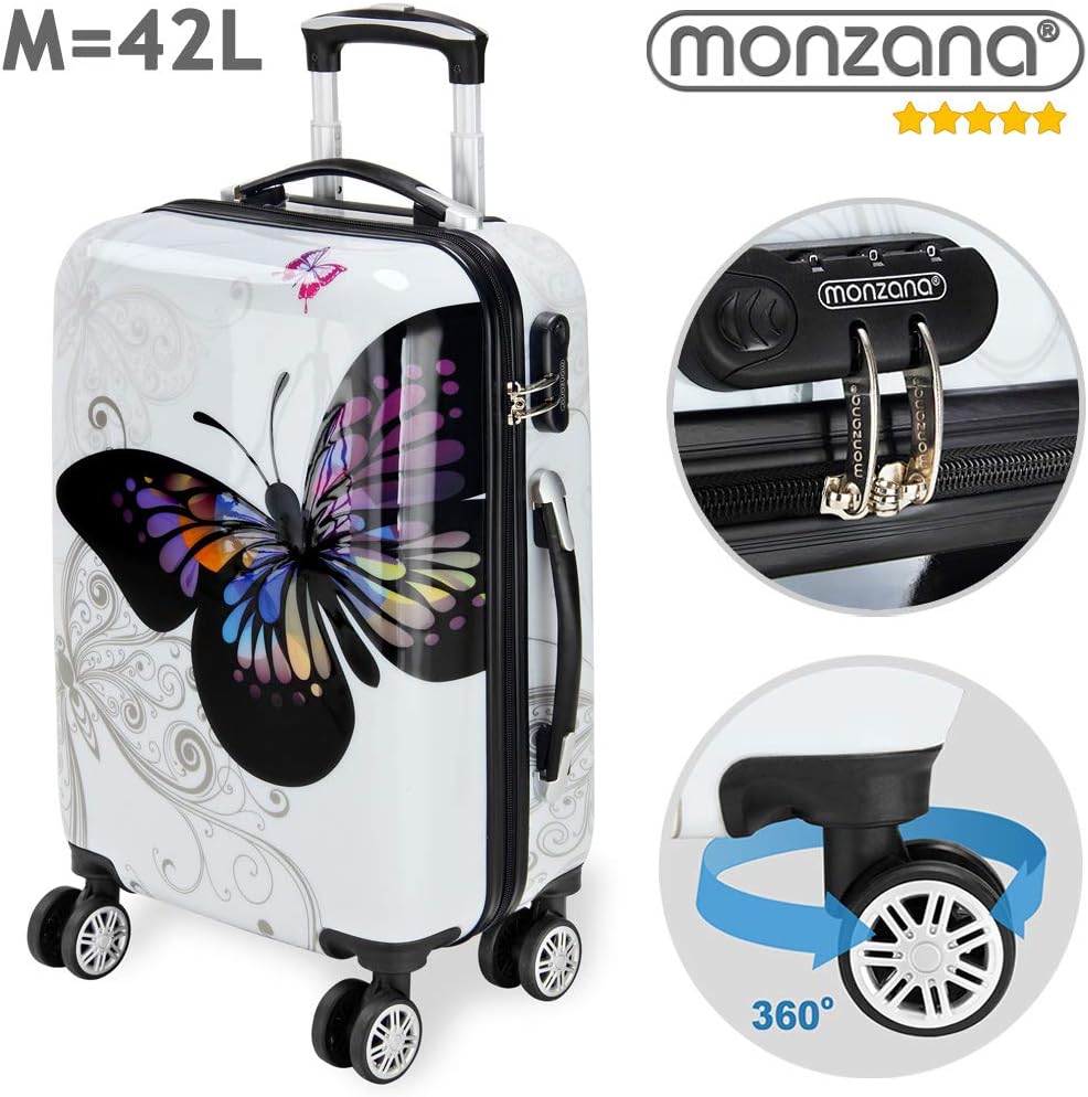 Monzana® Reisekoffer Hartschalenkoffer Trolley Koffer | ABS | PC beschichtet | Teleskopgriff | gummi
