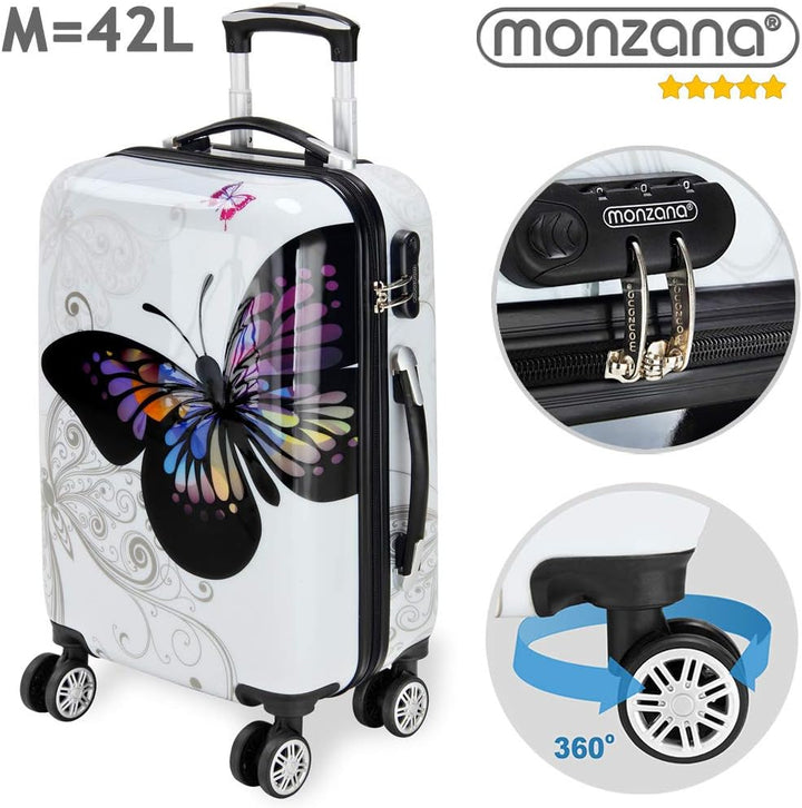 Monzana® Reisekoffer Hartschalenkoffer Trolley Koffer | ABS | PC beschichtet | Teleskopgriff | gummi