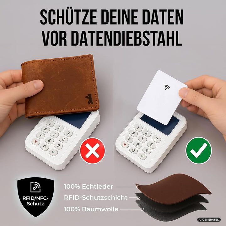 Berliner Bags Vintage Kartenetui Porto aus Leder mit RFID-Schutz und Geschenkbox, Slim Wallet Geldbö