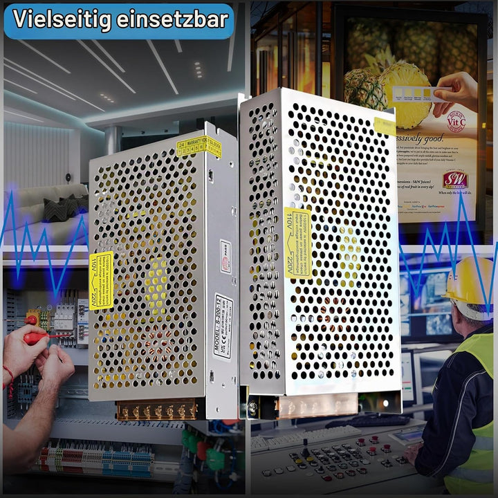 12V 16.7A Schaltnetzteil 200W Netzteil Transformator Diver Adapter für Überwachungskamera, LED-Strei