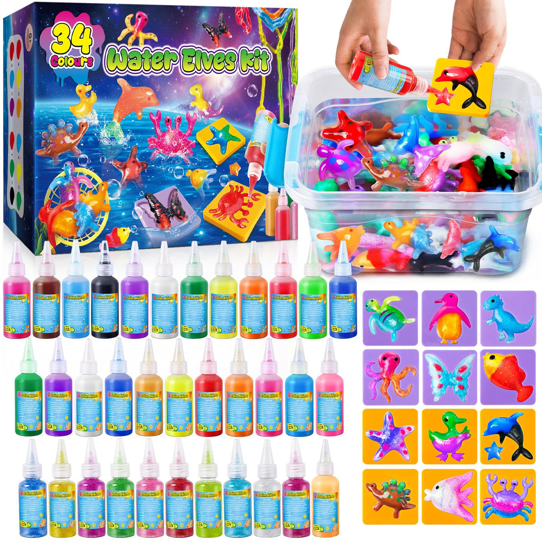 UNGLINGA Magic Water Elf Toy Kit für Kinder, 34 Flaschen Farbgel
