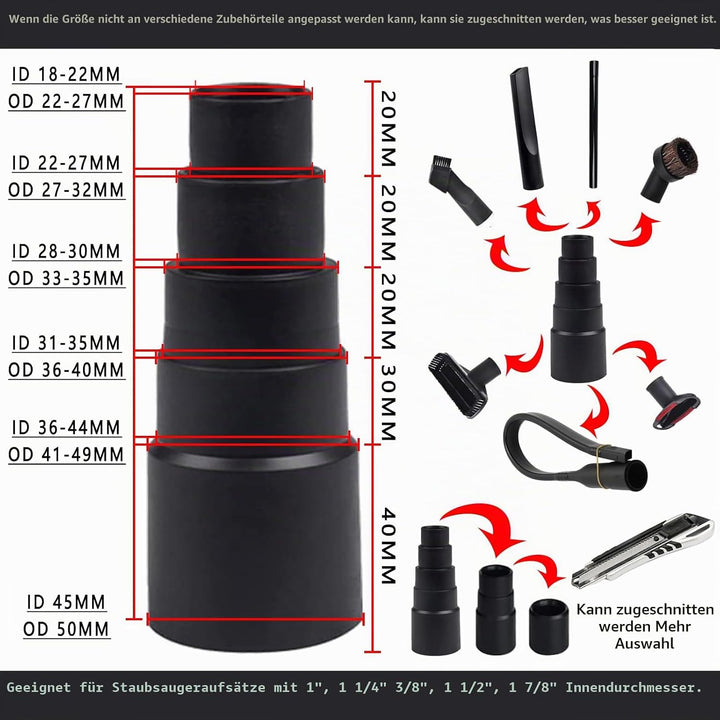 12 Pcs Staubsauger Düsen Bürsten Set Staubsauger Aufsätze Nass Trocken Kunststoff Staubsauger Adapte