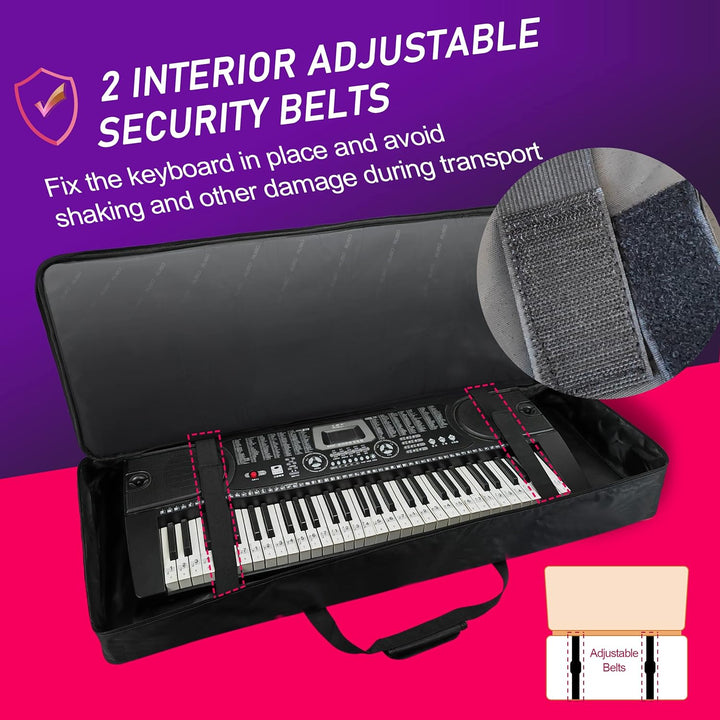 Ruibo Keyboardtasche 61 Tasten,Gigbag 600D Oxford-Tuch mit 10 mm Baumwoll-Gepolstert,Tragbar Langleb