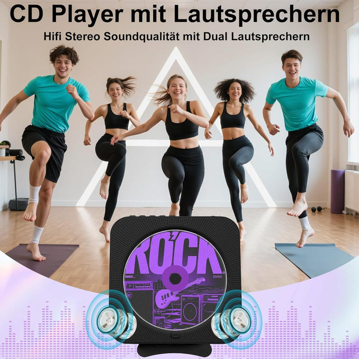 Canareen CD Player Boombox - Upgrade Bluetooth Lautsprecher mit Staubschutzhülle & LED Bildschirm |