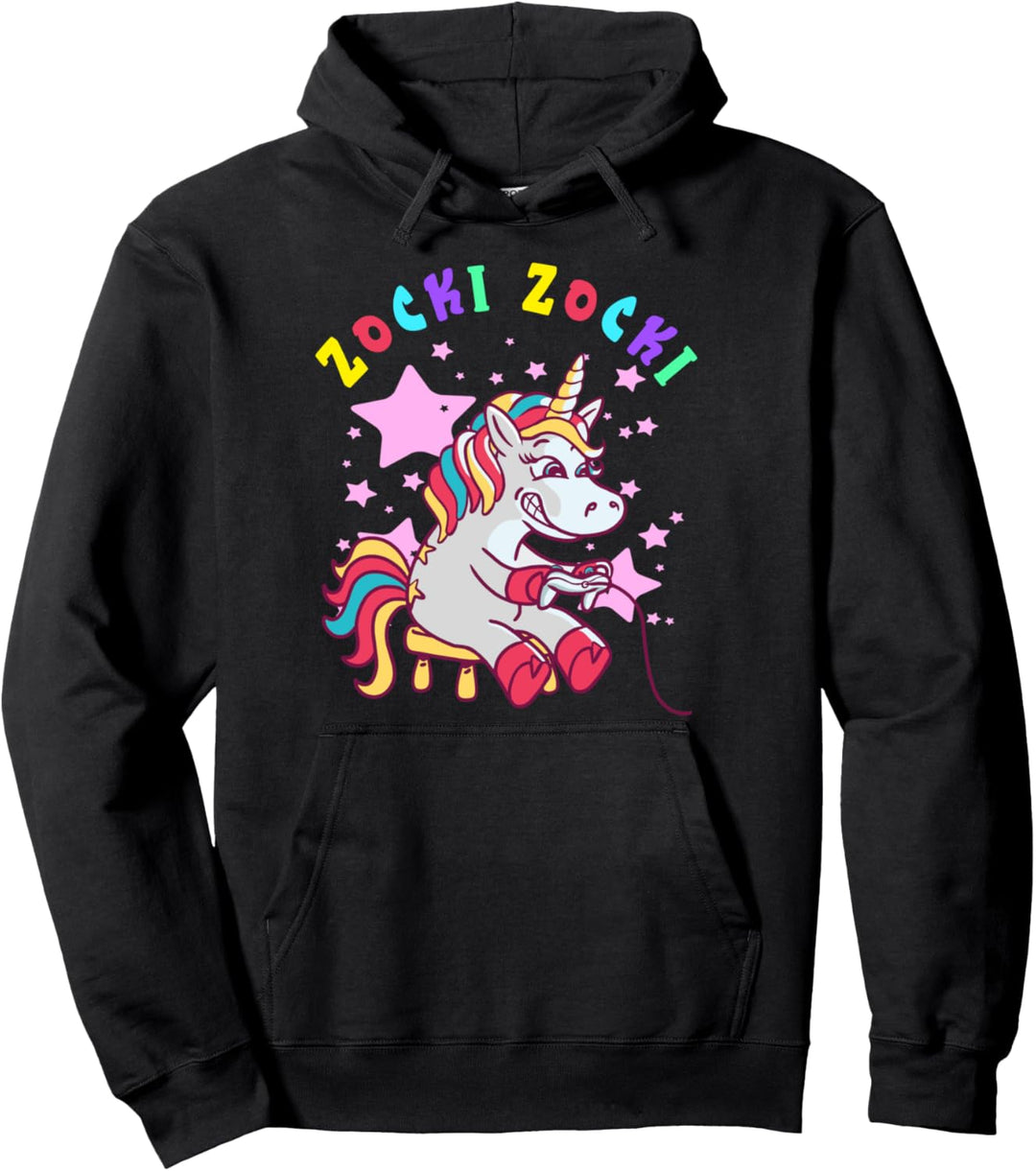 Zocki Zocki Zocker Einhorn Gamer Unicorn Konsolen Zockerin Pullover Hoodie