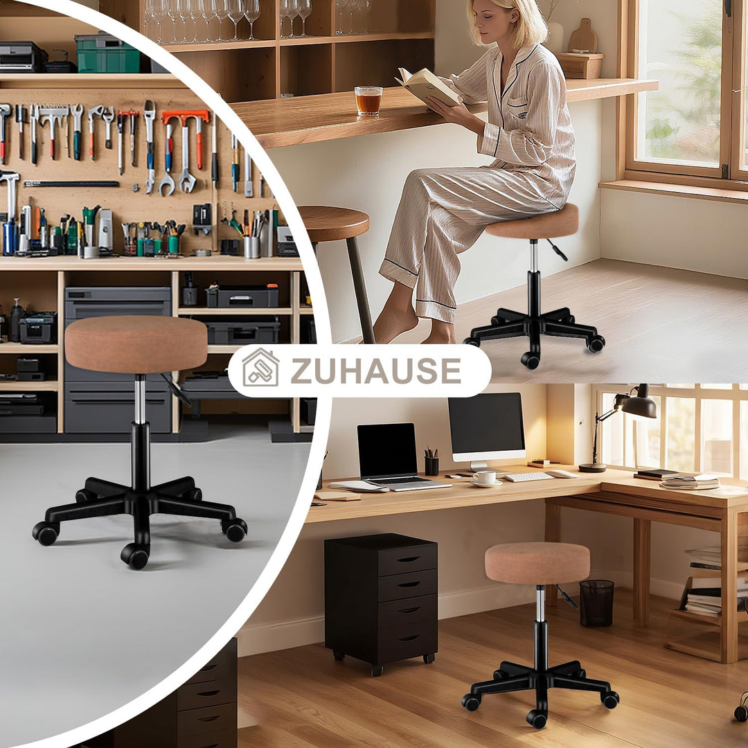 Zedelmaier Rollhocker höhenverstellbar, Bürohocker mit Gummirollen, 360° drehbar Hocker mit Rollen &