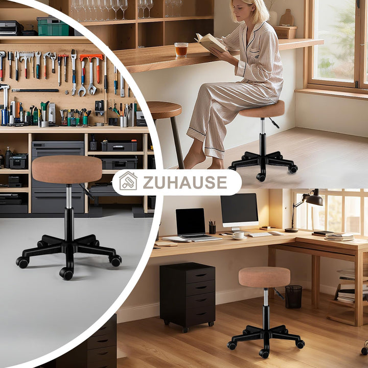 Zedelmaier Rollhocker höhenverstellbar, Bürohocker mit Gummirollen, 360° drehbar Hocker mit Rollen &