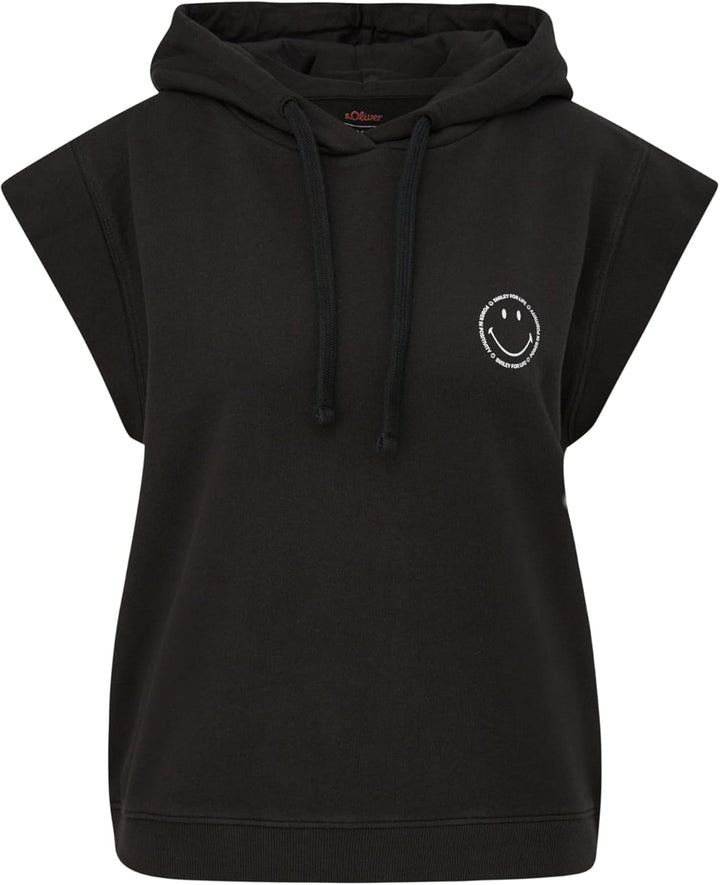 s.Oliver Kurzarm-Sweatshirt mit Smiley®-Print, 32 Schwarz