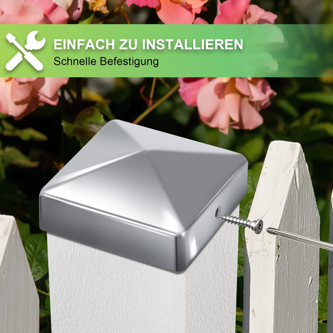 Gimisgu 10 Pfostenkappen 91x91mm Zaunpfosten Metall Zaunpfosten verzinkt Pyramiden Form Pfostenabdec